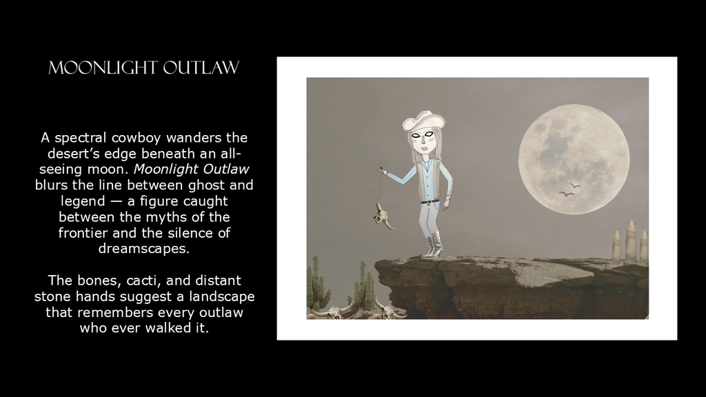 Artistic Desert Moonlight Poster, Bohemian Wall Decor, Unique Home Art, Western-Themed Print, Gift for Nature Lovers