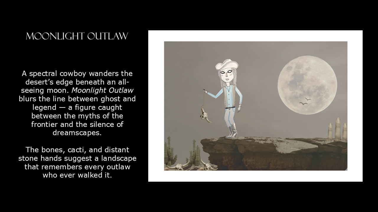 Artistic Desert Moonlight Poster, Bohemian Wall Decor, Unique Home Art, Western-Themed Print, Gift for Nature Lovers