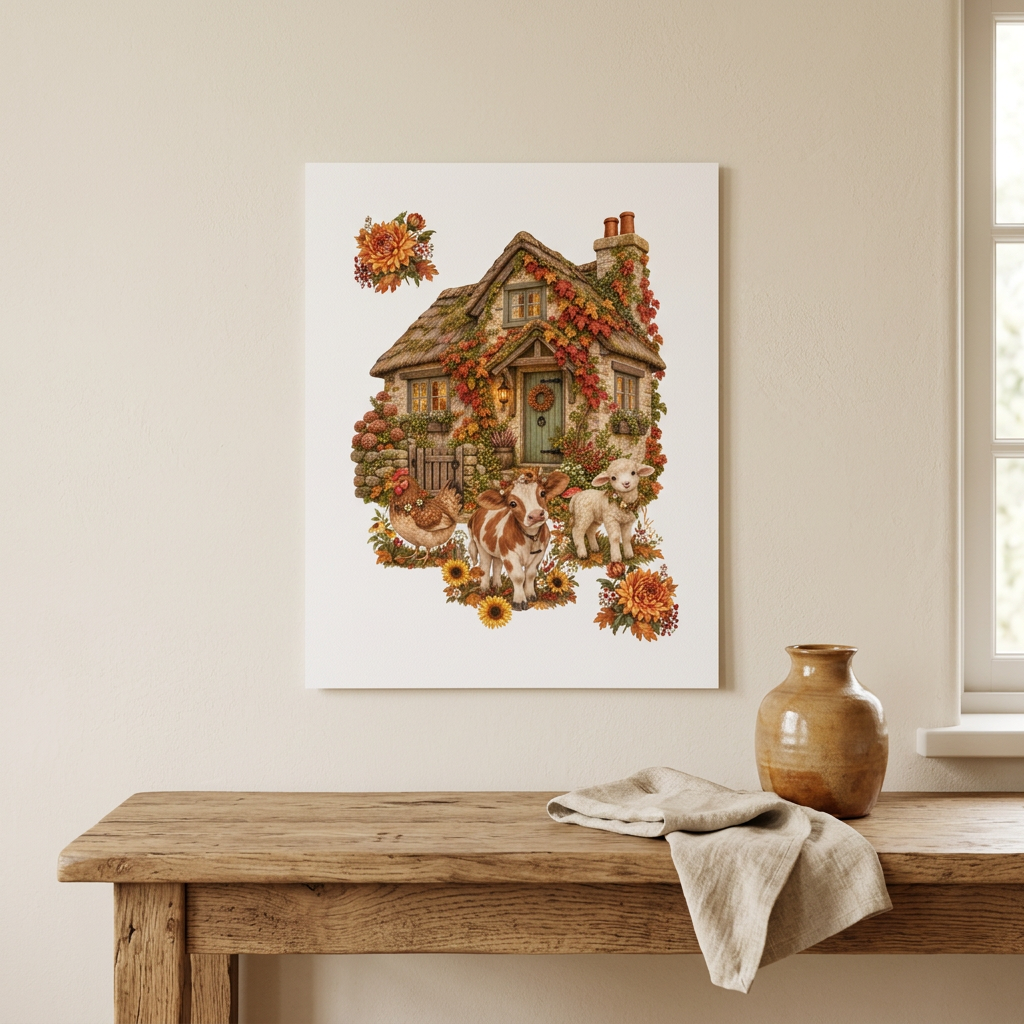 Unframed smaller 4:5 cottage print mockup